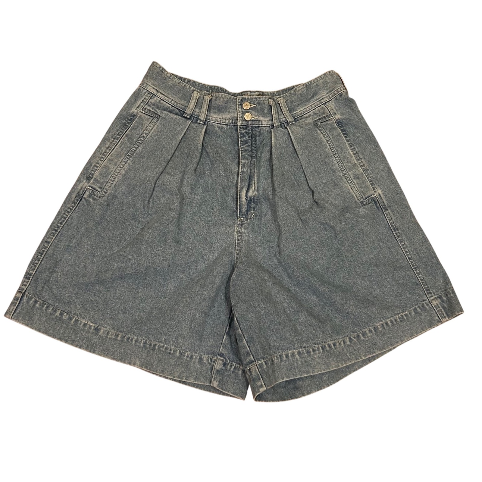 Vintage 80s Liz Wear Pleated High Waist Denim Shorts Women's 12 fits like 8/10