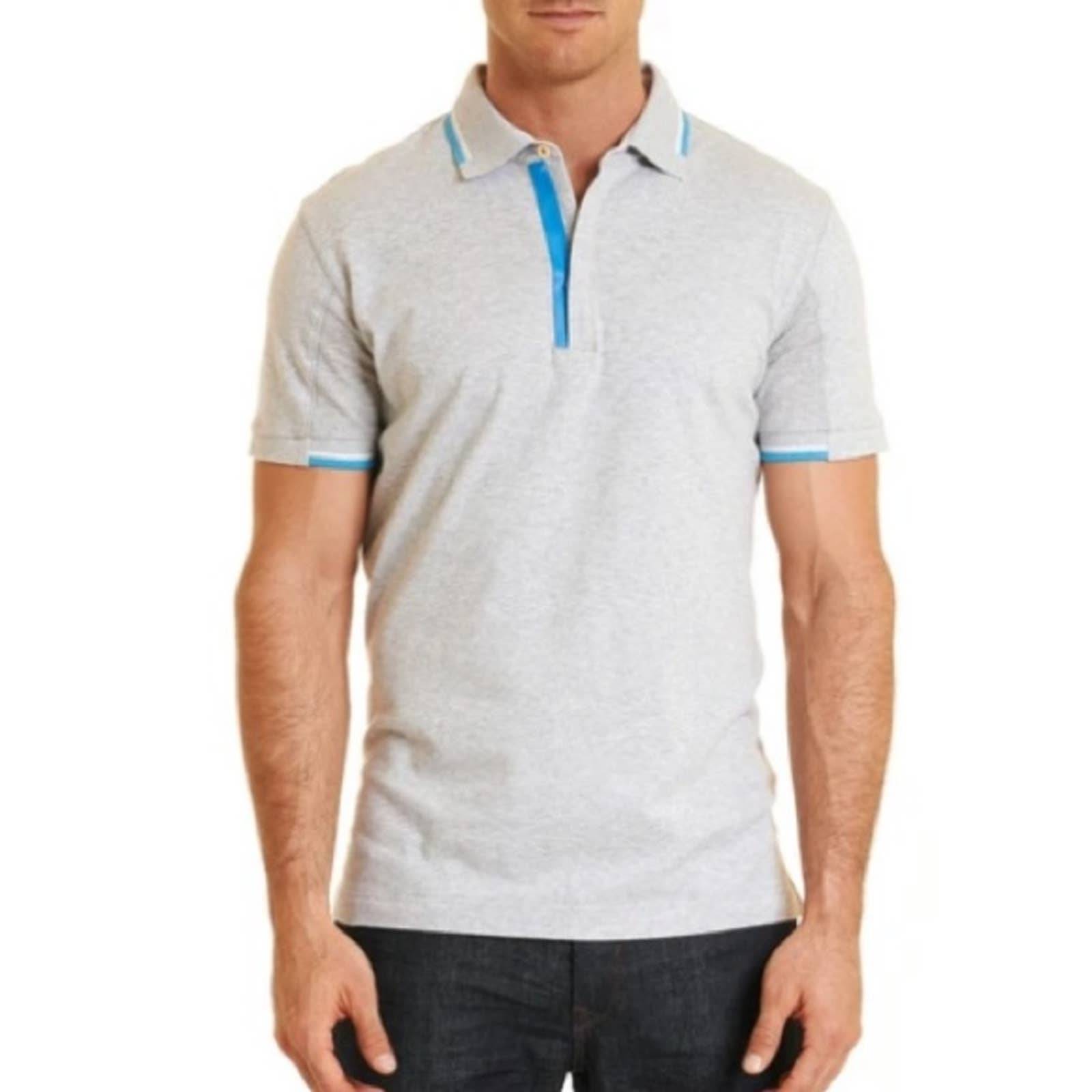 Robert Graham Light Heather Grey | Blue | Kenric Polo | NEW | NWT
