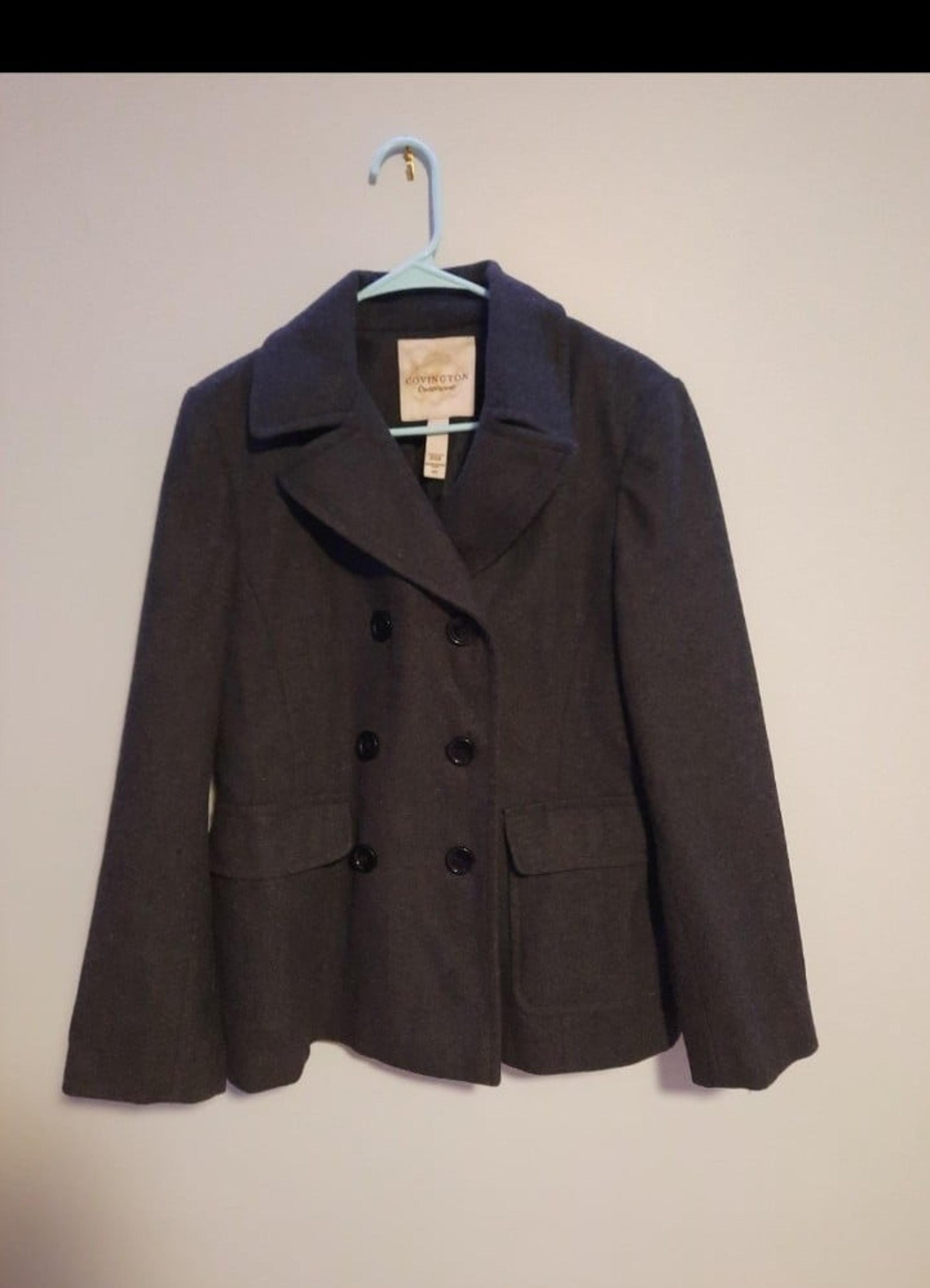 Women's Covington outerwear double-breasted gray peacoat jacket