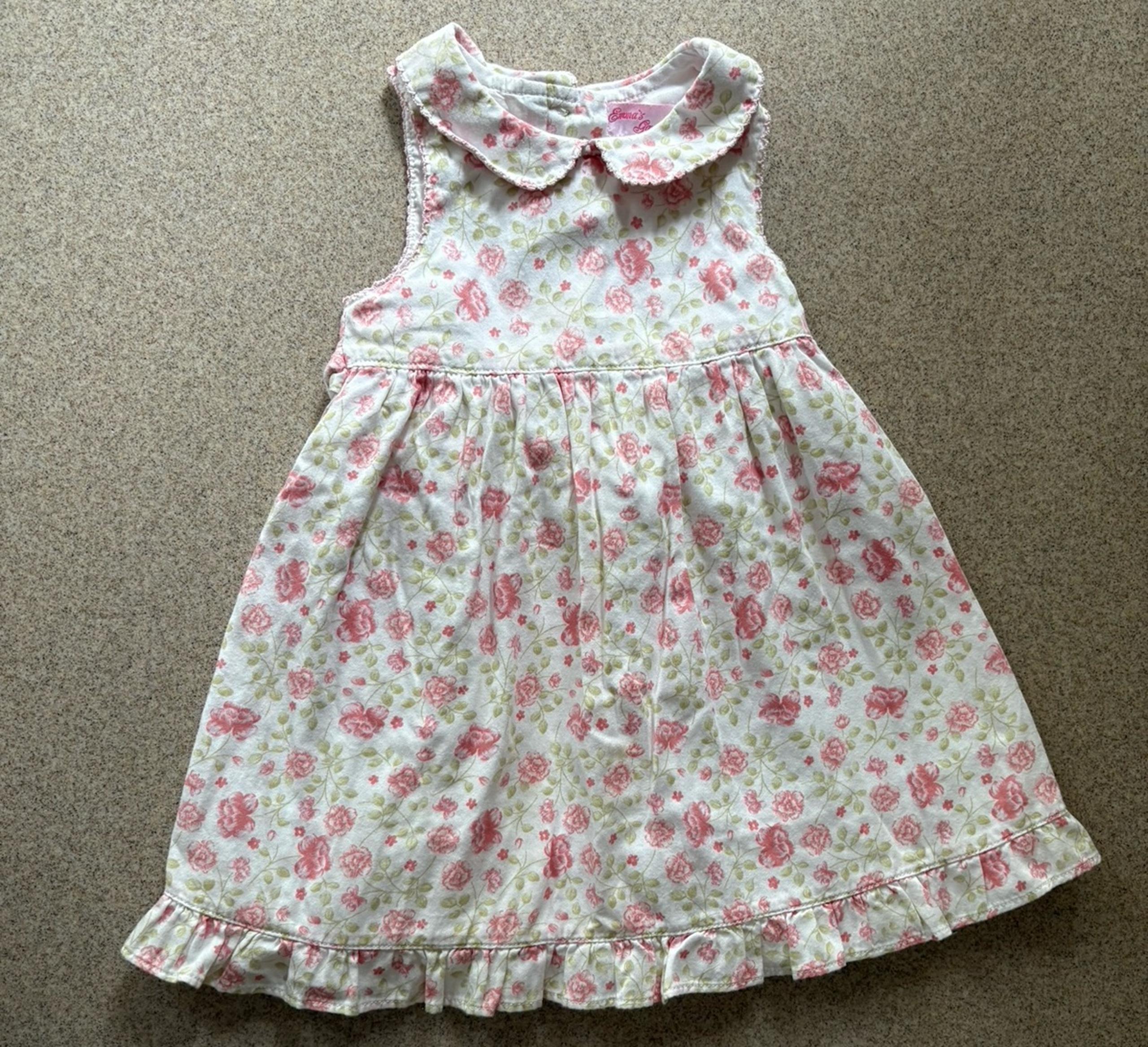 Emmas Garden Toddler Floral Sleeveless Collared Dress Size 18 Months