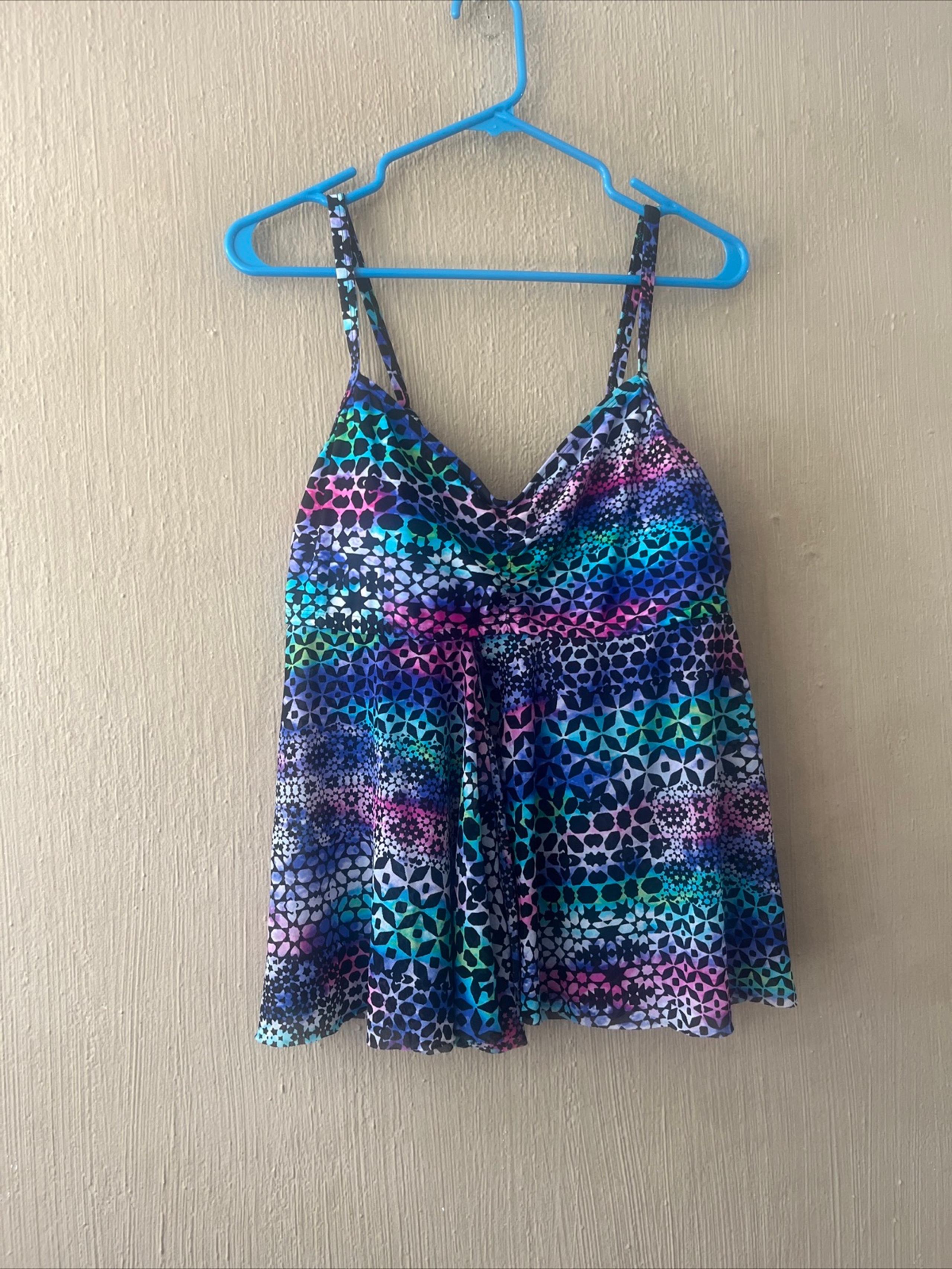 studio by CHRISTINA open front mesh swim top tankini sz 14D 14 d cup swimsuit