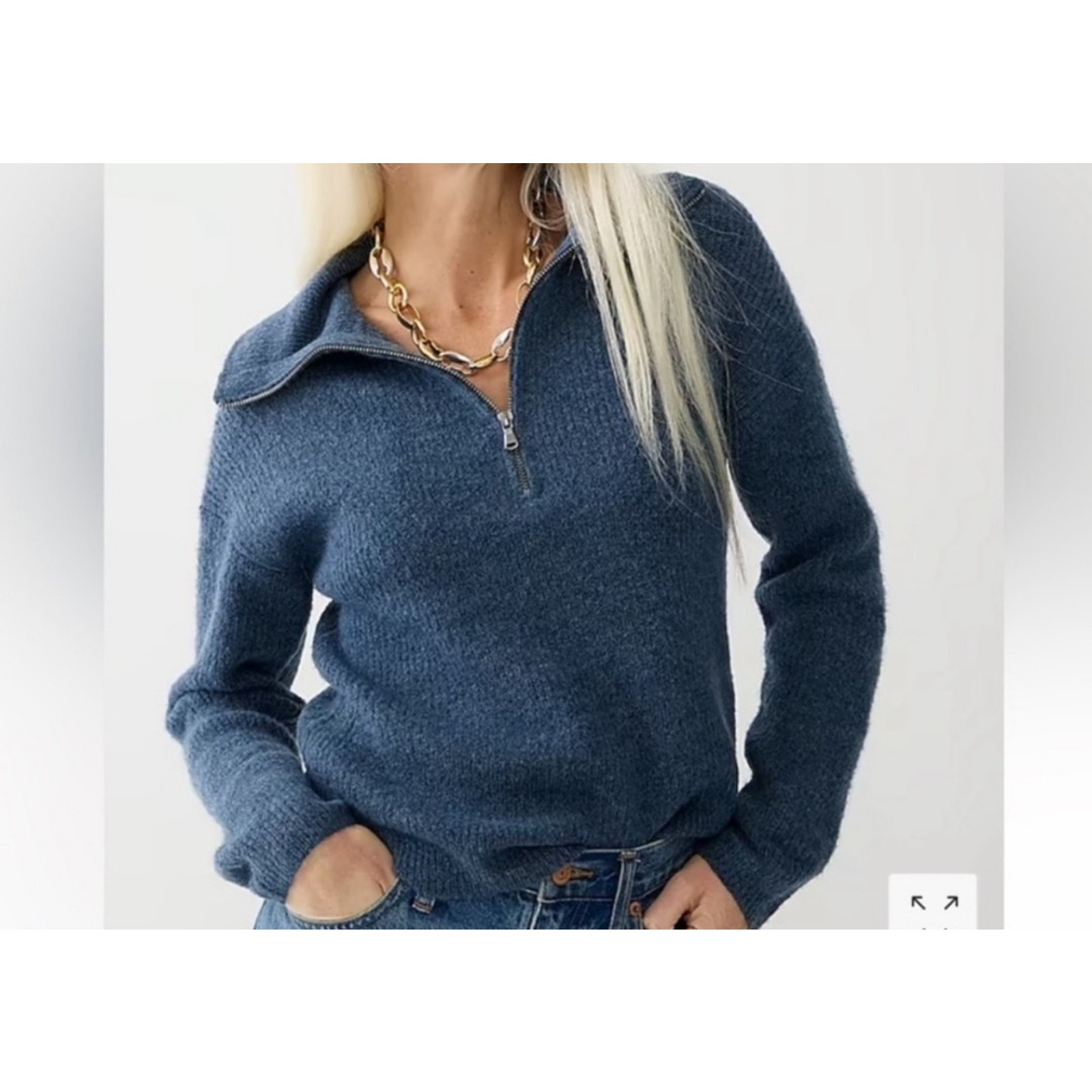 J Crew Half Zip Stretch Sweater Merino Wool Alpaca Blend Soft Preppy Cozy
