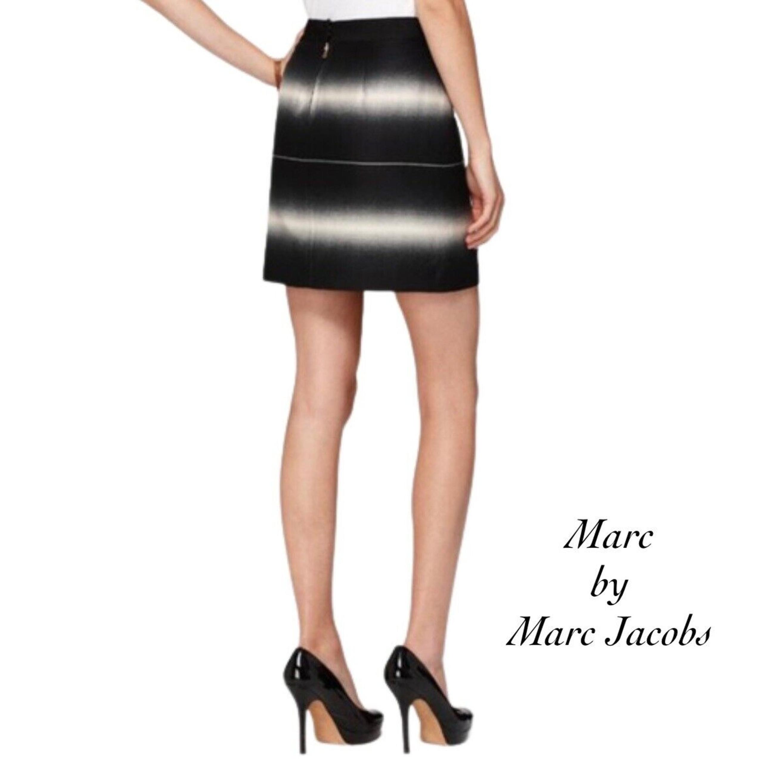 Marc by Marc Jacobs Lida Oatmeal Black Striped Silk Blend Skirt NWT Size 0