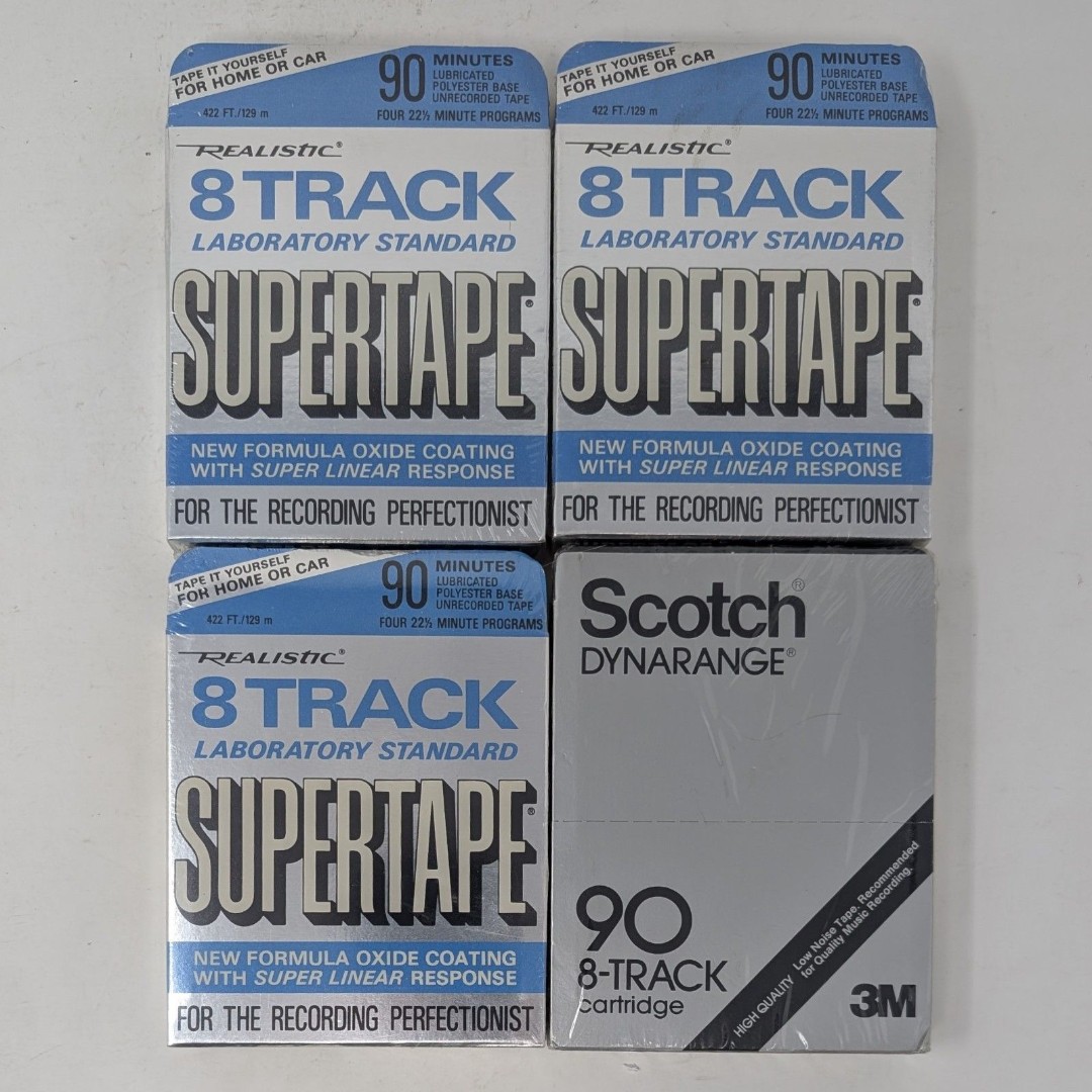 Lot Of 4 Blank Radio Shack Realistic Scotch 3M 8 Track Recording Tape 90 Minute