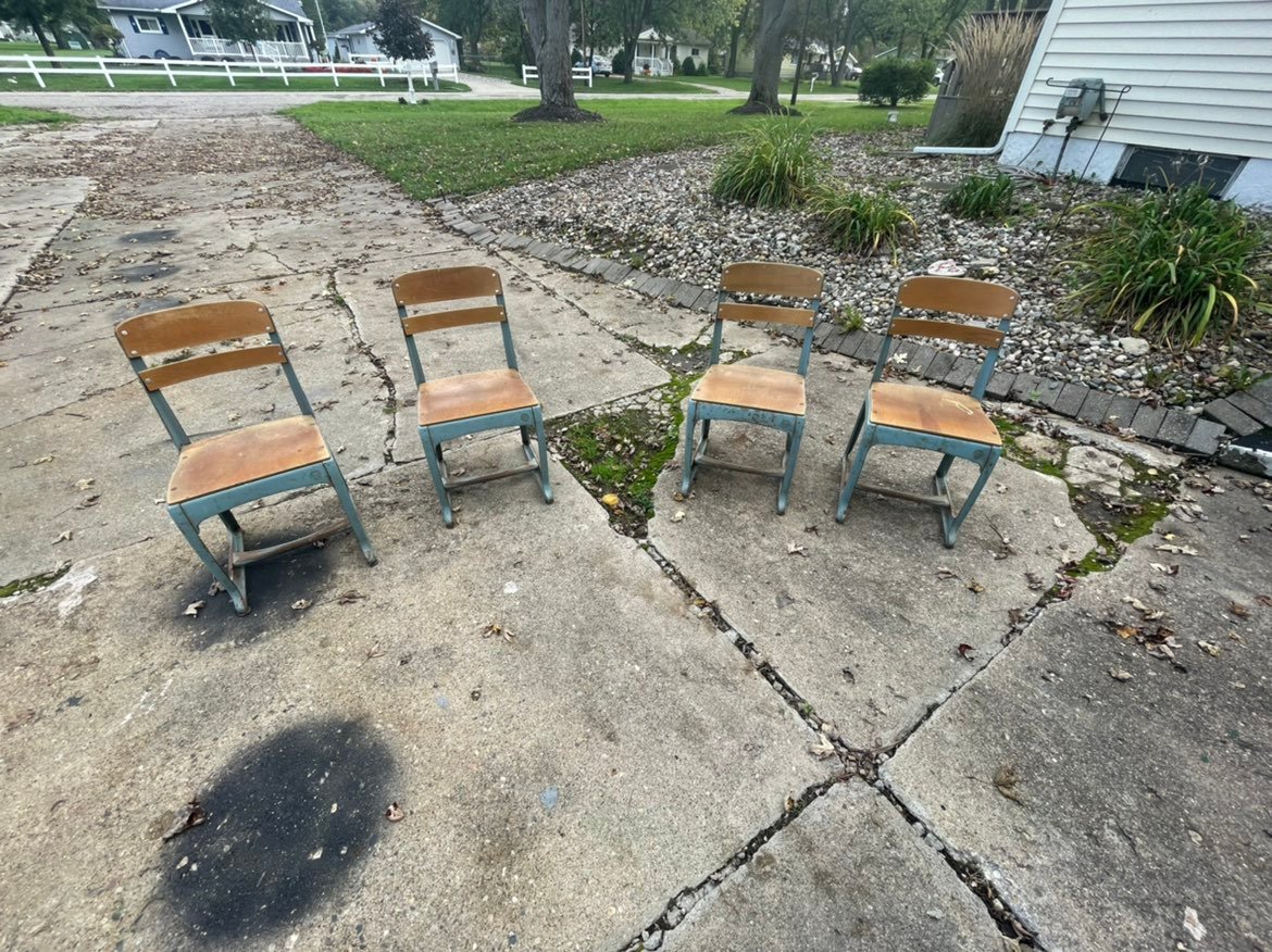 4 Antique School Chairs