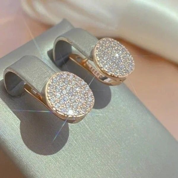 New Rose Gold Full Micro Pave Round Earrings
