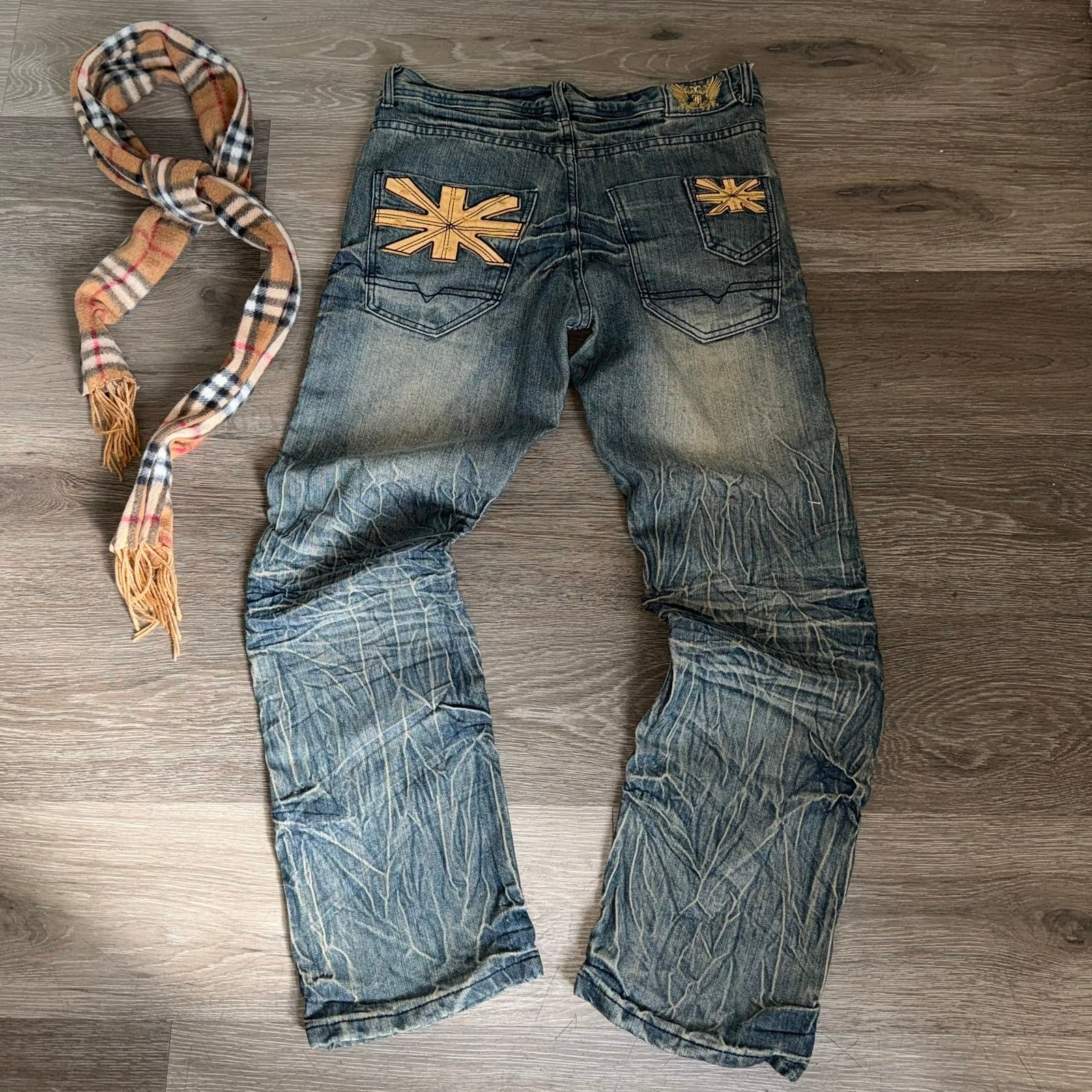 F.U.S.A.I. VINTAGE Y2K UNITED KINGDOM PATCH ARCHIVE JEANS