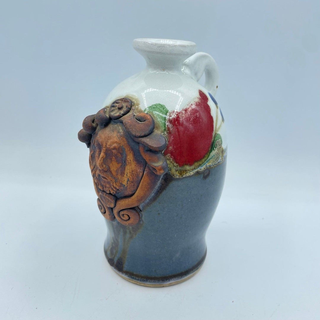 Vintage Signed Chappelle Artisan Pottery Vase Jug Pitcher Old Man Winter Face