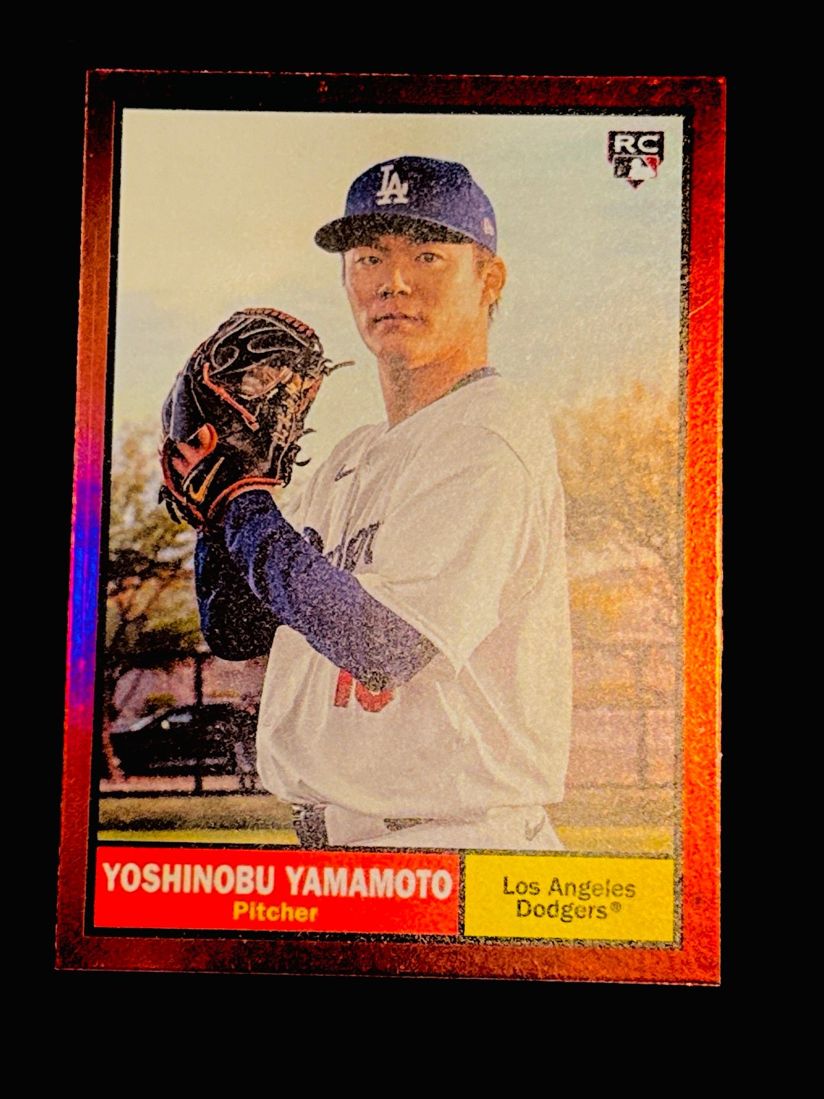 2024 Topps Archives Red Hot Foilboard /50 Yoshinobu Yamamoto #61 Rookie RC
