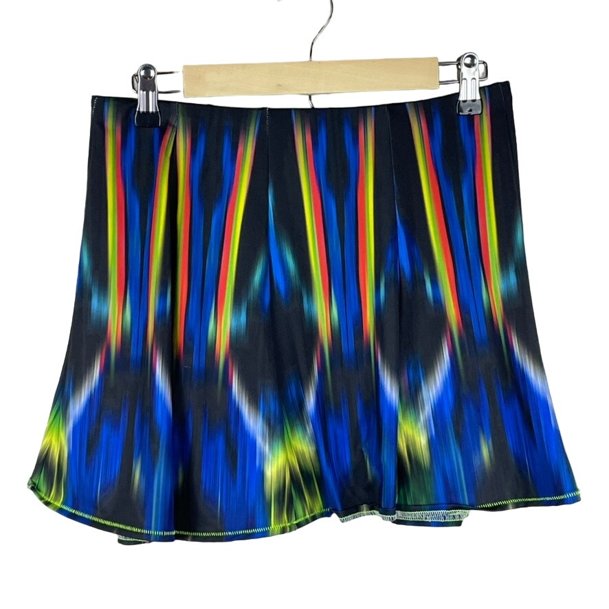 Lucky in Love Size M Mini Skort Skirt Black Red Blue Yellow Pattern