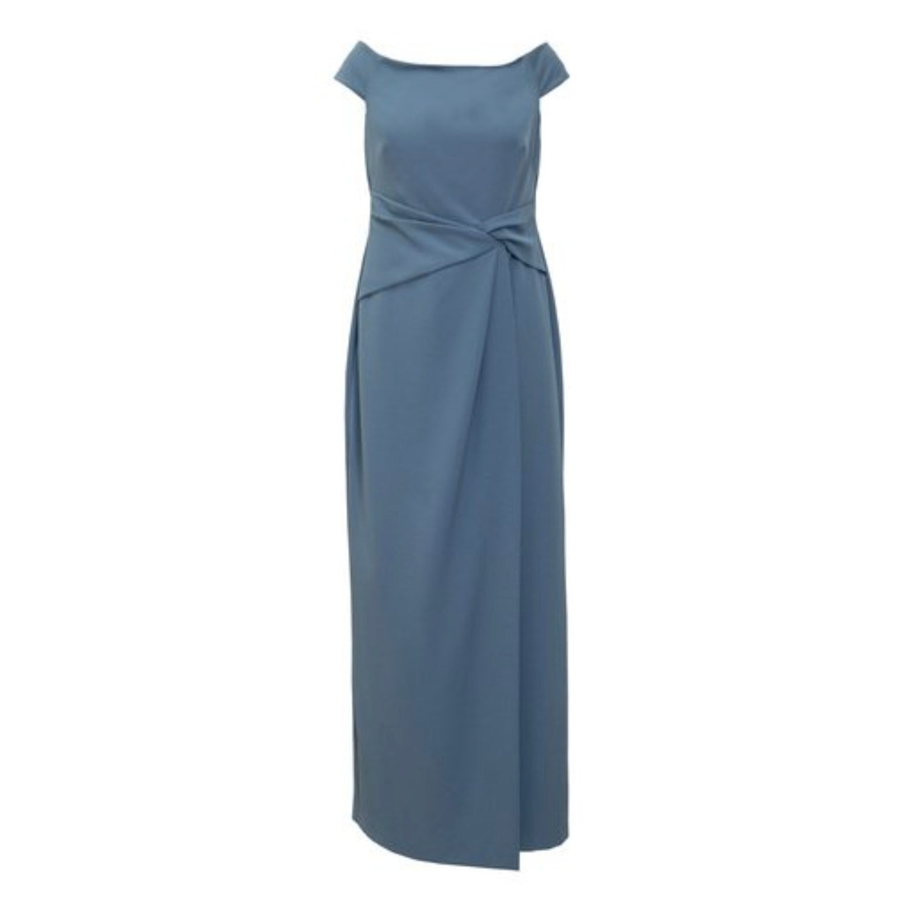 Lauren Ralph Lauren Womens Saran Crepe Off-Shoulder Gown Size14 in Highland Sea