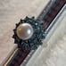 White Very Beautiful 925 Sterling Silver Button Pearl and Blue Topaz Ring silver