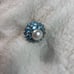 White Very Beautiful 925 Sterling Silver Button Pearl and Blue Topaz Ring silver
