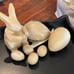 Paper Mache 8” bunny,2- 5.5” egg & 4- 2.5” eggs