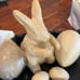 Paper Mache 8” bunny,2- 5.5” egg & 4- 2.5” eggs