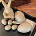 Paper Mache 8” bunny,2- 5.5” egg & 4- 2.5” eggs