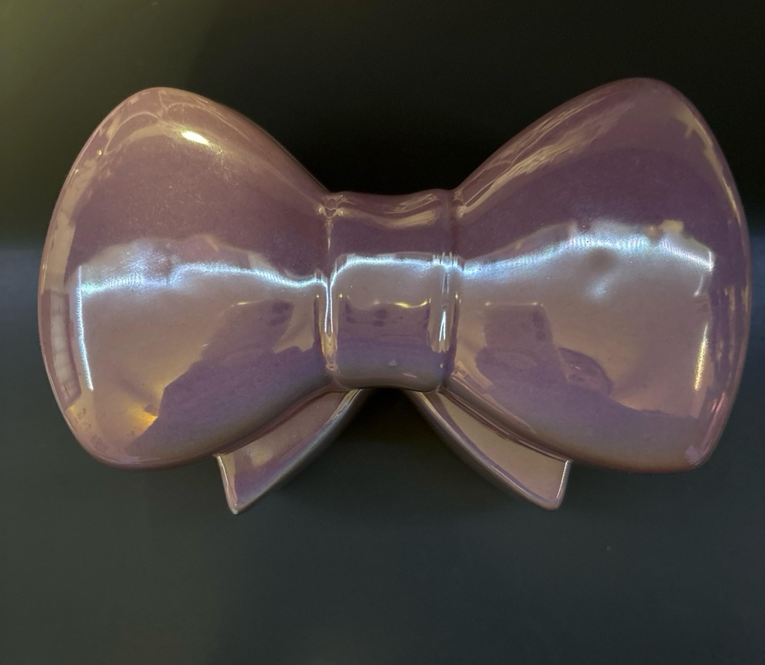 Pink bow ceramic trinket dish