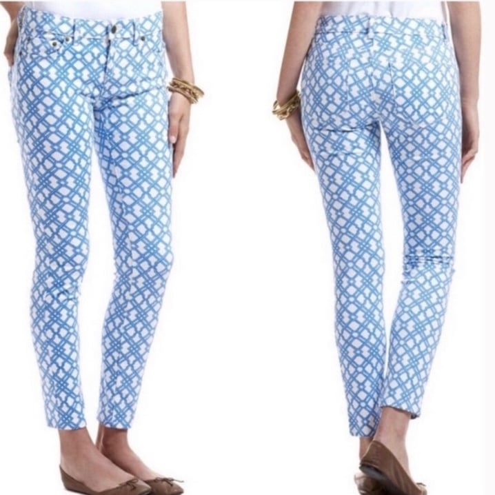 VINEYARD VINES Lattice Print Skinny Jeans in Color Frost Plus Size 16 New w/Tags