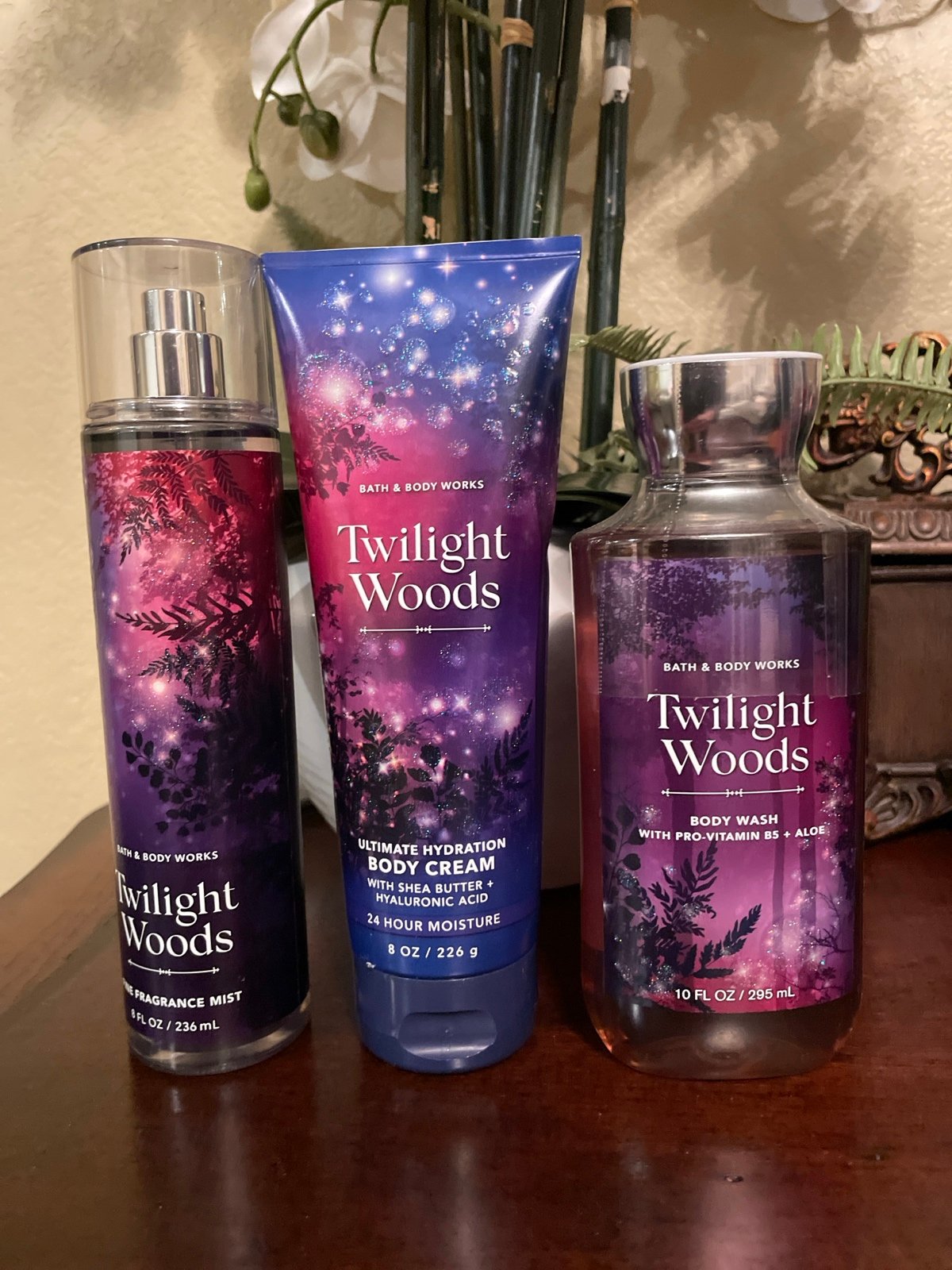 Bath and Body Works Twilight Woods Body Mist, Wash and Cream.