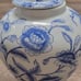 Macau Chinese Porcelain Hand Painted Floral Vase Jar Chinoiserie White and Blue