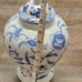 Macau Chinese Porcelain Hand Painted Floral Vase Jar Chinoiserie White and Blue