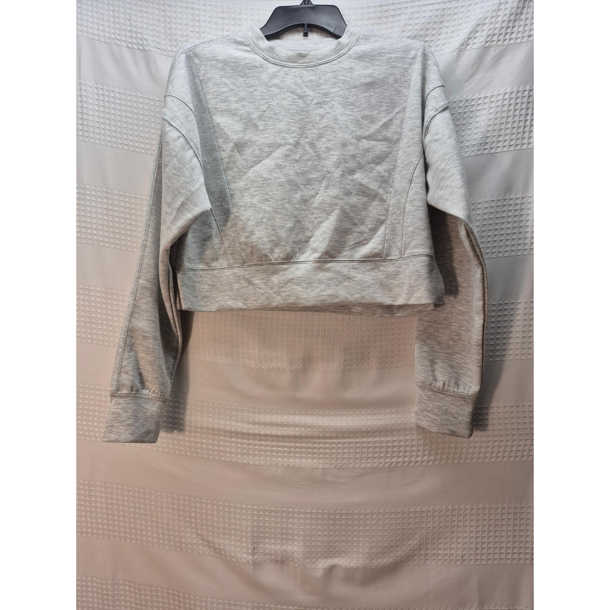 Thread & Supply Cropped Sweater Womens Size XS Gray Long Sleeve Crew Neck Fleece