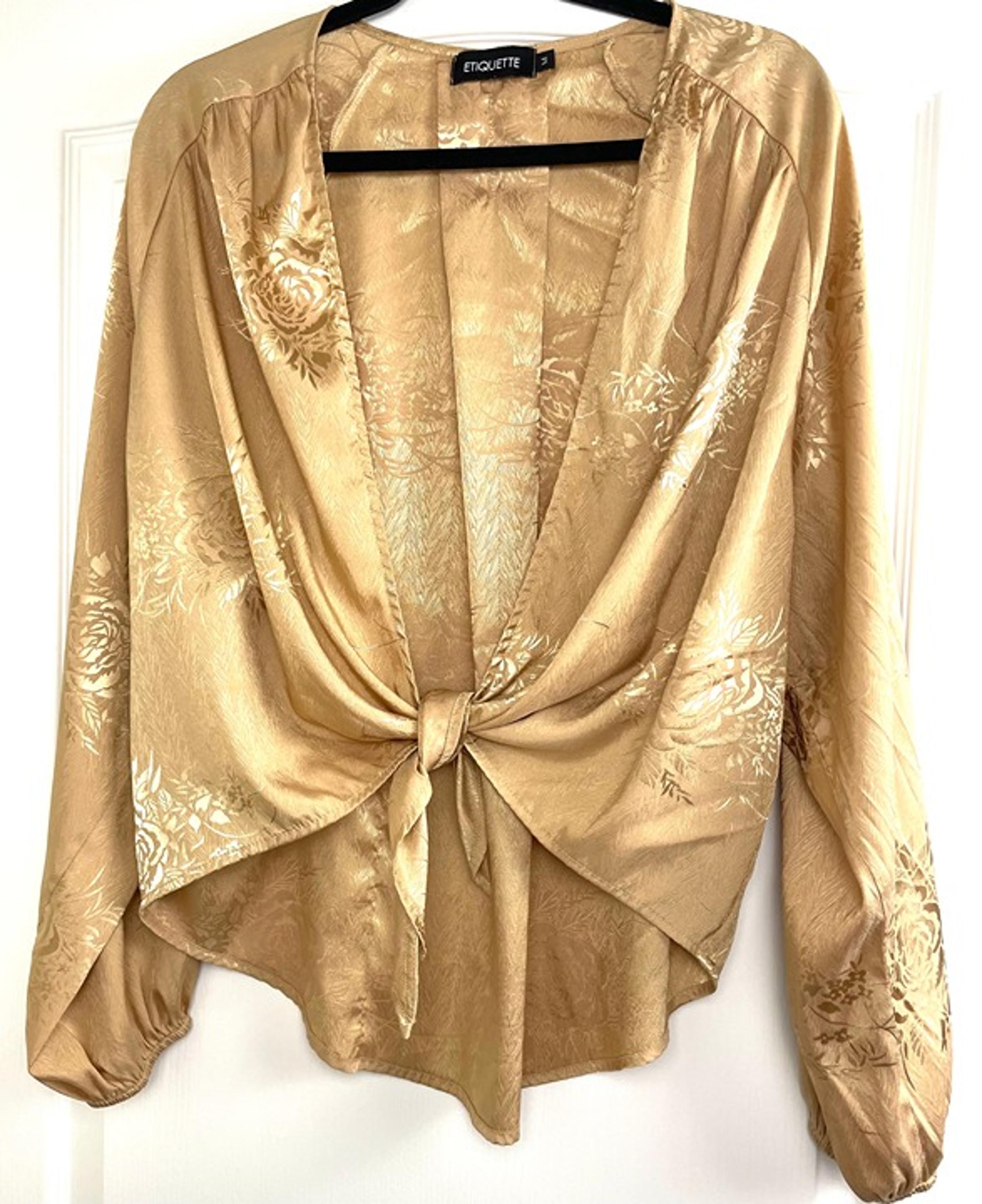 Etiquette Womens Viscose Tie Front Blouse Size M/L