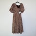 Sophie The Label Cut Out Puff Sleeve Brown floral midi dress