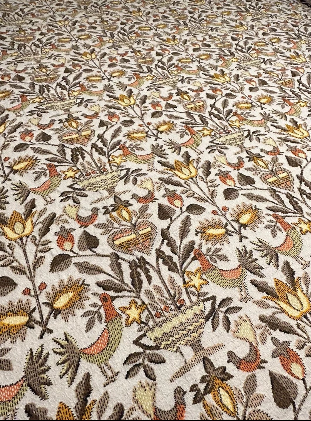 Vintage Barkcloth Coverlet Bedspread 78x106 Cool MCM Print!