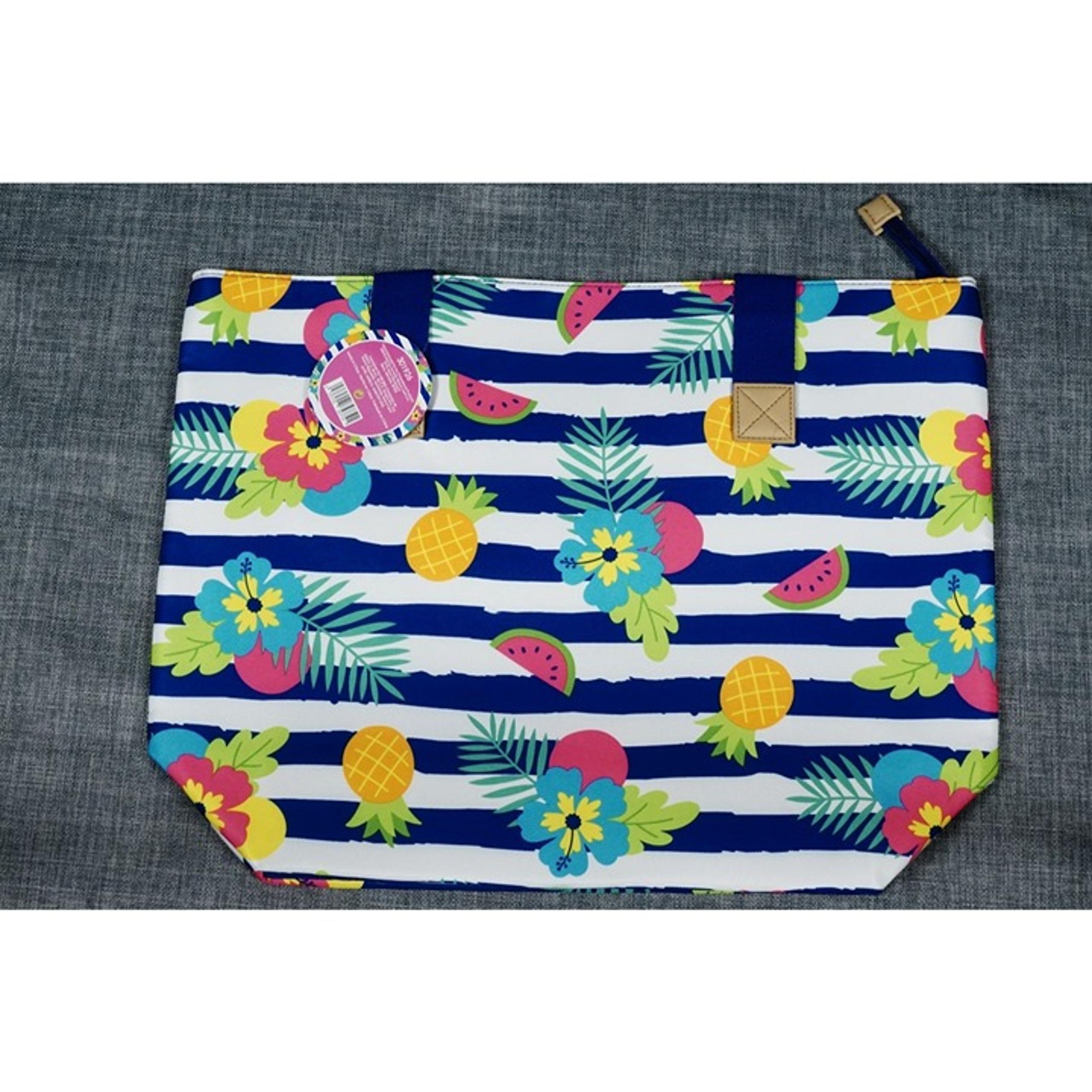 Arcadia Beach Tote Bag Tropical Striped Large Travel Vacation Purse Blue NWT!