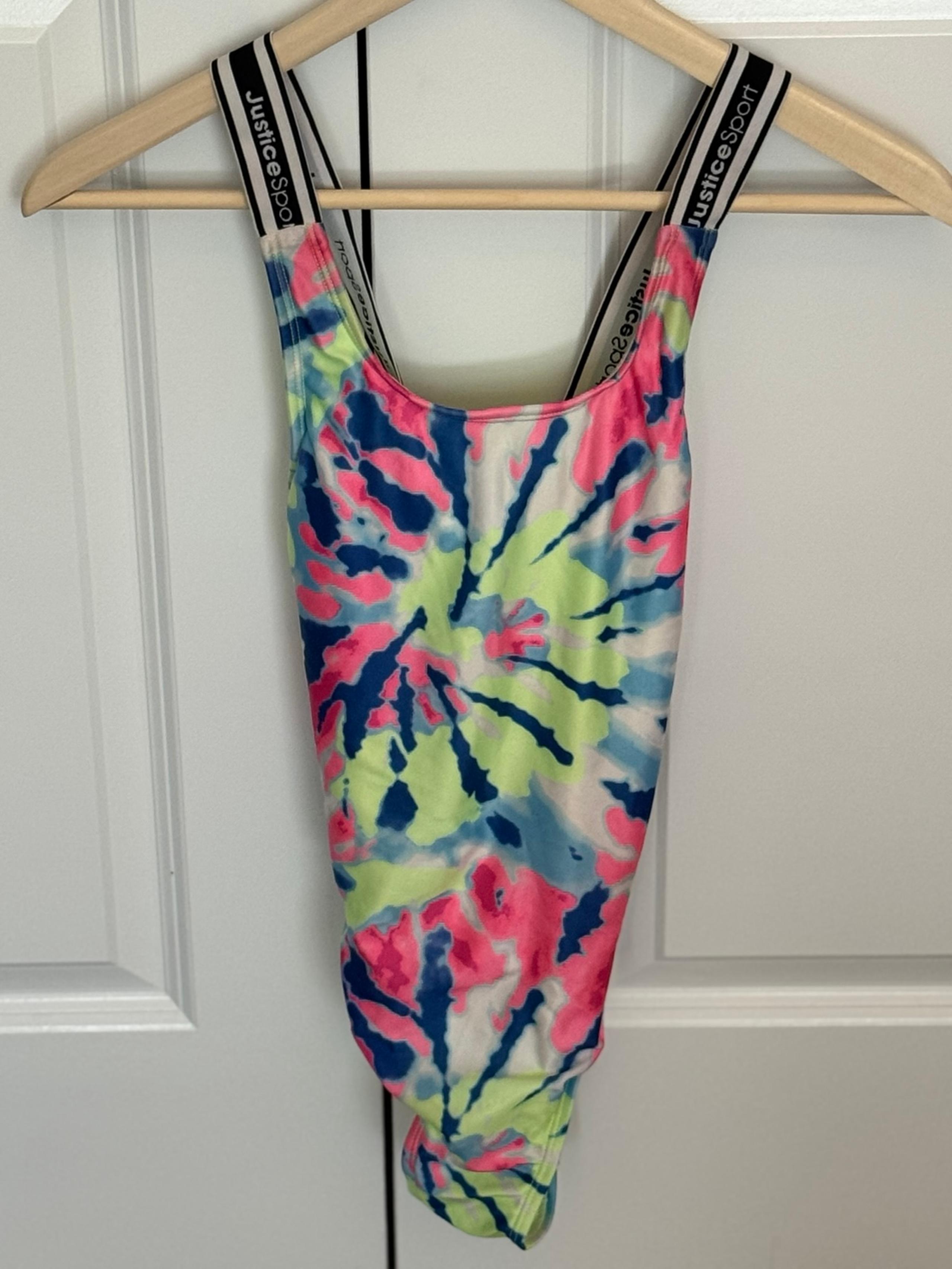 Justice Brand, Splattered Tie-Dyed One Piece Swimsuit, Girl’s (Size L) Clothing