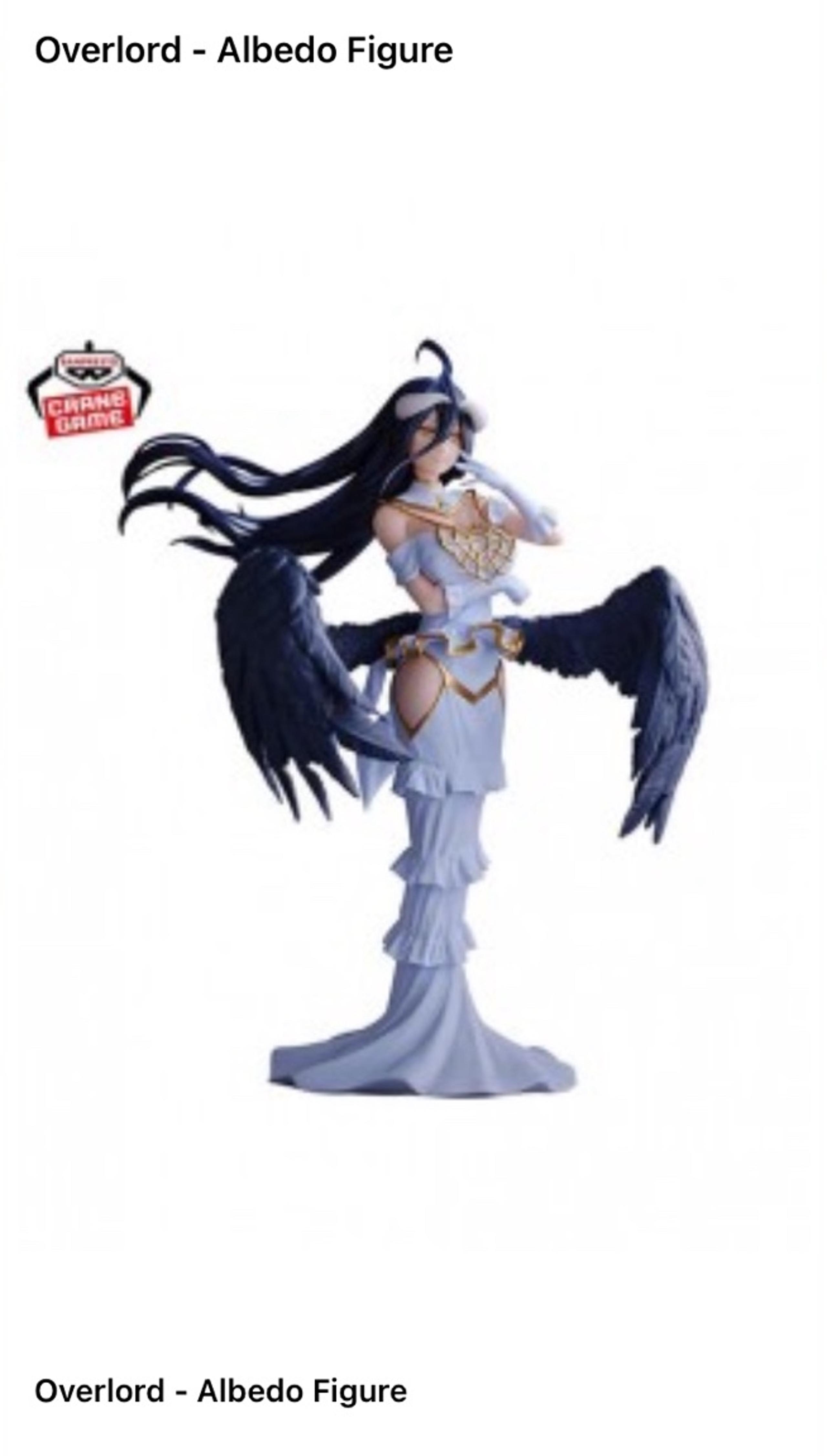100% Overlord Albedo Best Premium Figure! Dark Angel in Sexy White & Gold Dress