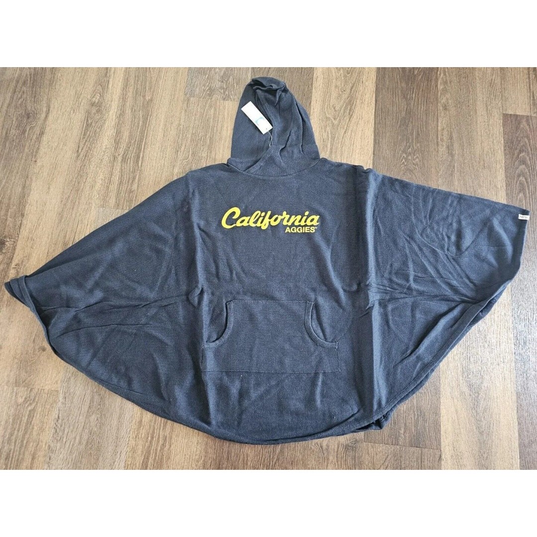 California Aggies One Size Kanga Poncho Hoodie Navy Gold Printed Letters NCAA