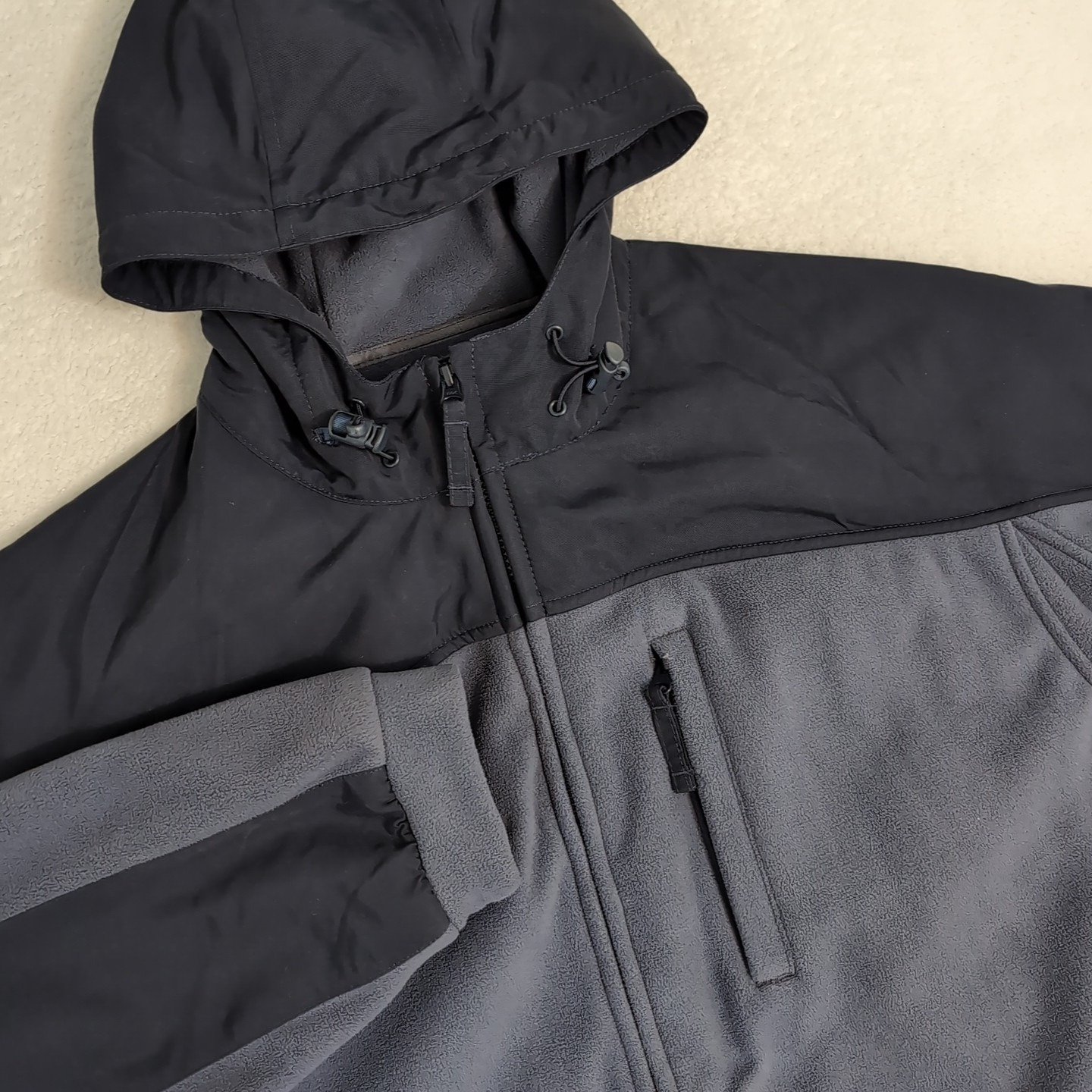 Duluth Trading Jacket Men Large Gray Black Hill Windfront Softshell Fleece Lined
