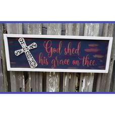 Patriotic Wood Sign w/ Cross