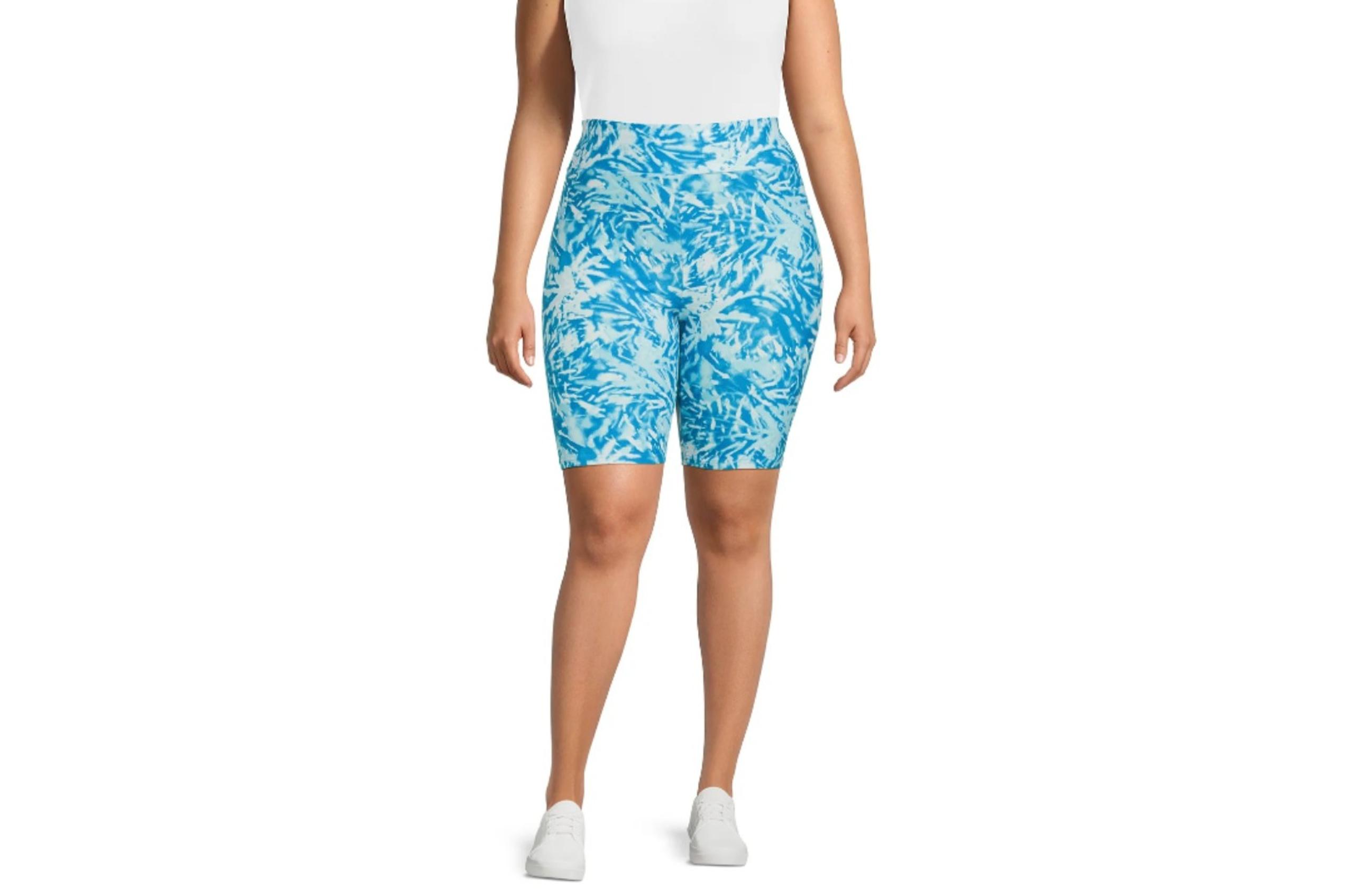Terra & Sky Women’s Plus Size 3X (24W-26W) Bike Shorts Blue Tie Dye NWT