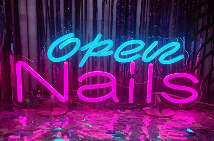 Vivid Bright Blue / Pink “Open Nails” LED Night Light Spa
