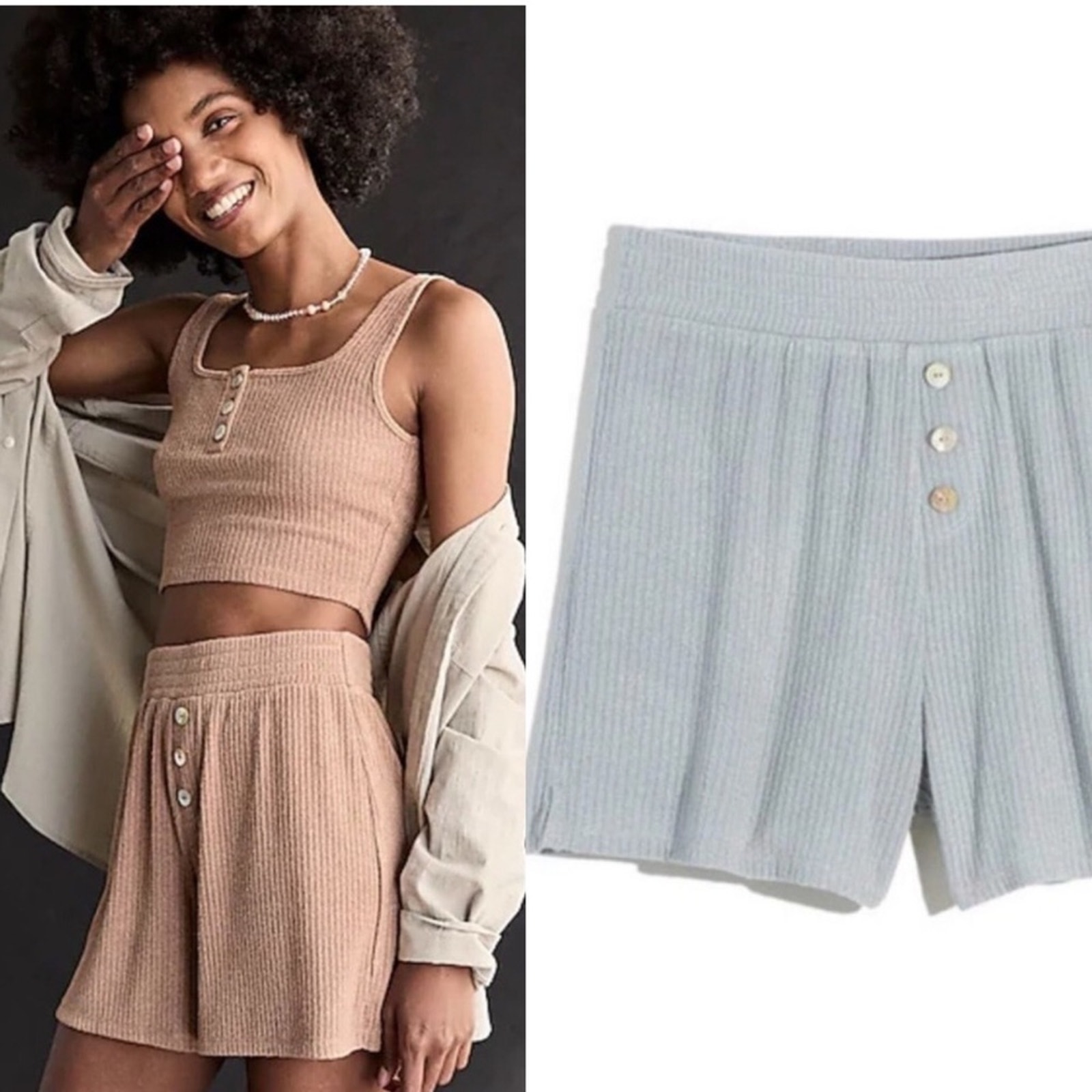 BUNDLE: Madewell MWL Ribbed Henley Pull-On Shorts