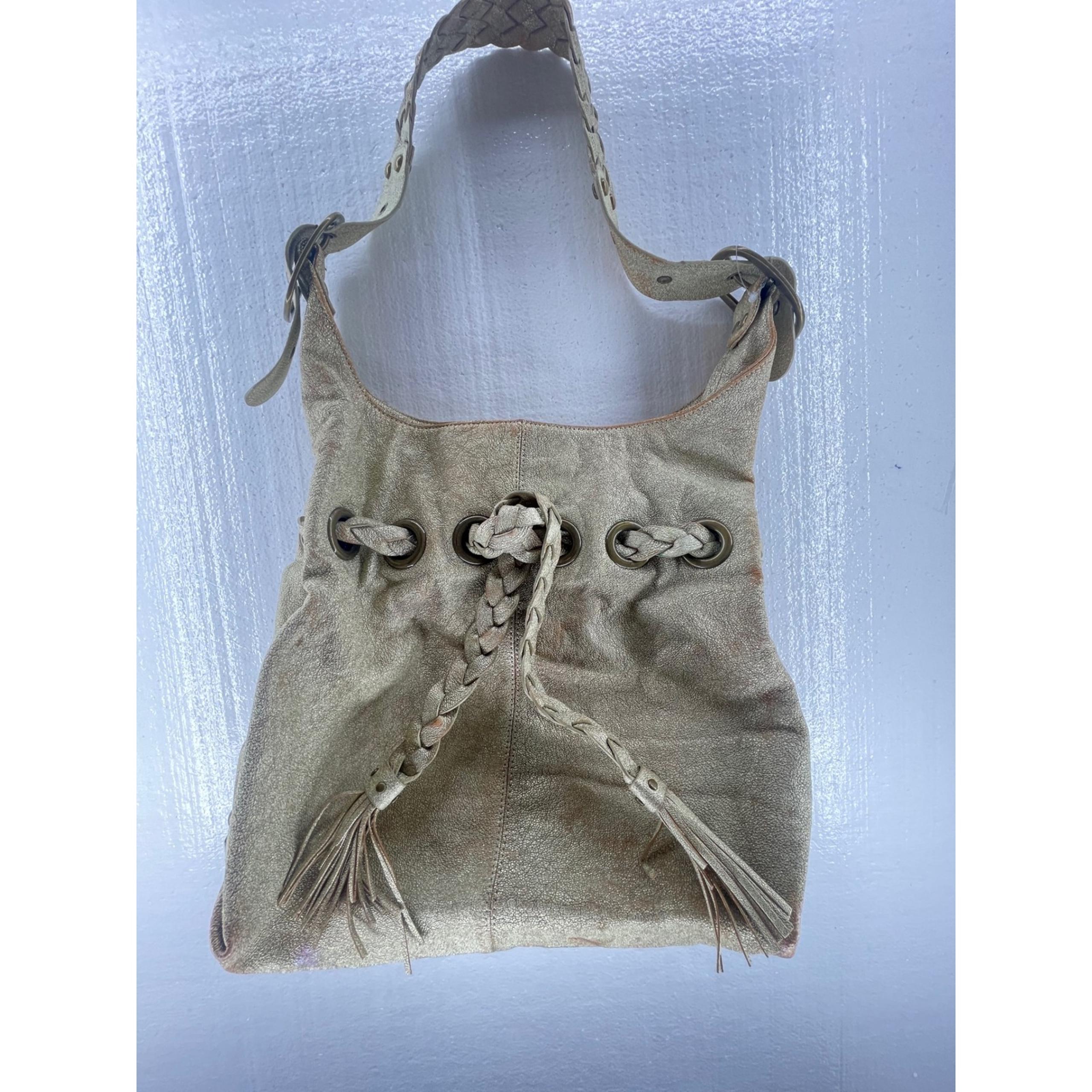 Kooba Braided Hobo Bag Metallic Gold Shoulder Bag Drawstring Purse