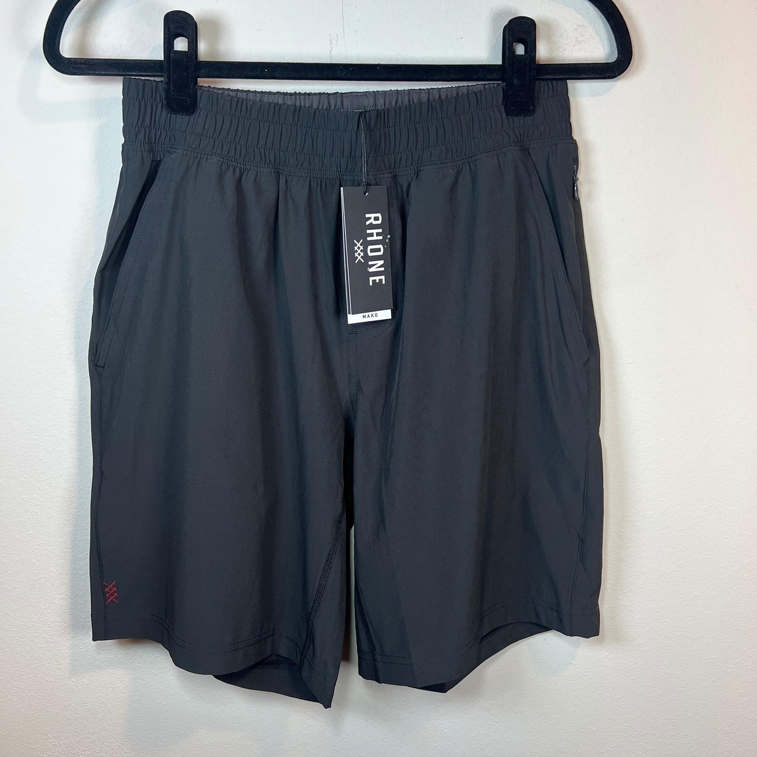 Rhone Mens 9" Mako Shorts Black Unlined Athletic Active Gym Stretch New Sz Small