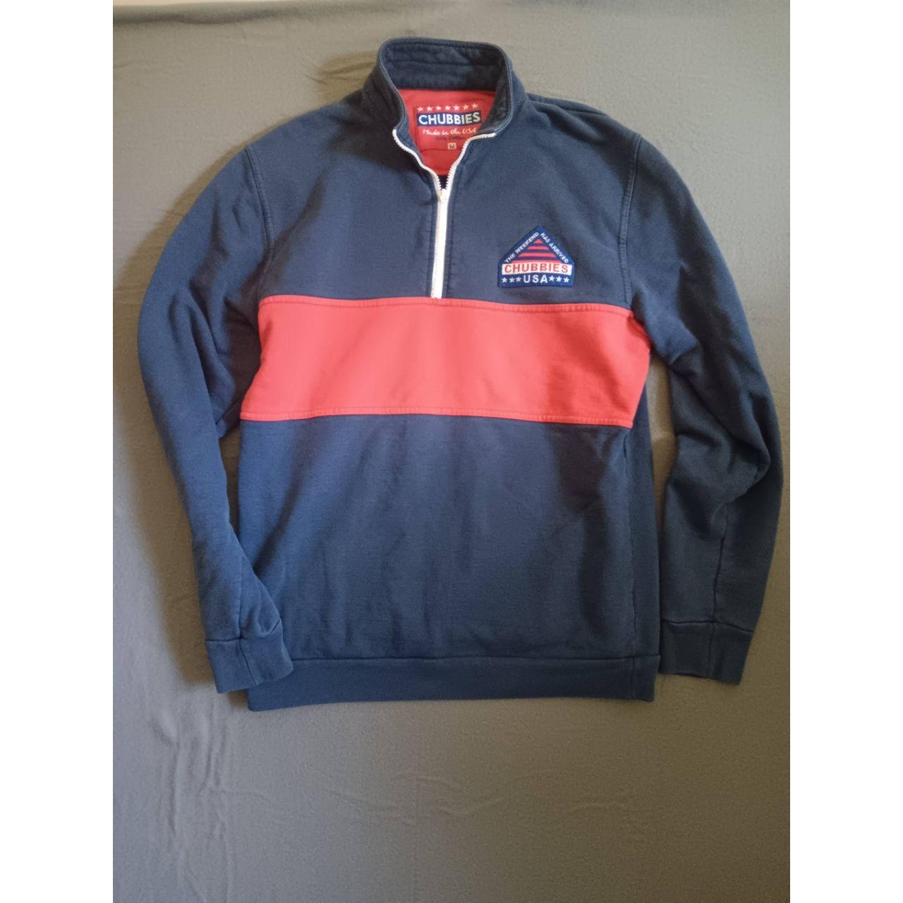 Chubbies Mens M Quarter Zip Pullover Red Blue Colorblock Vintage Made In USA