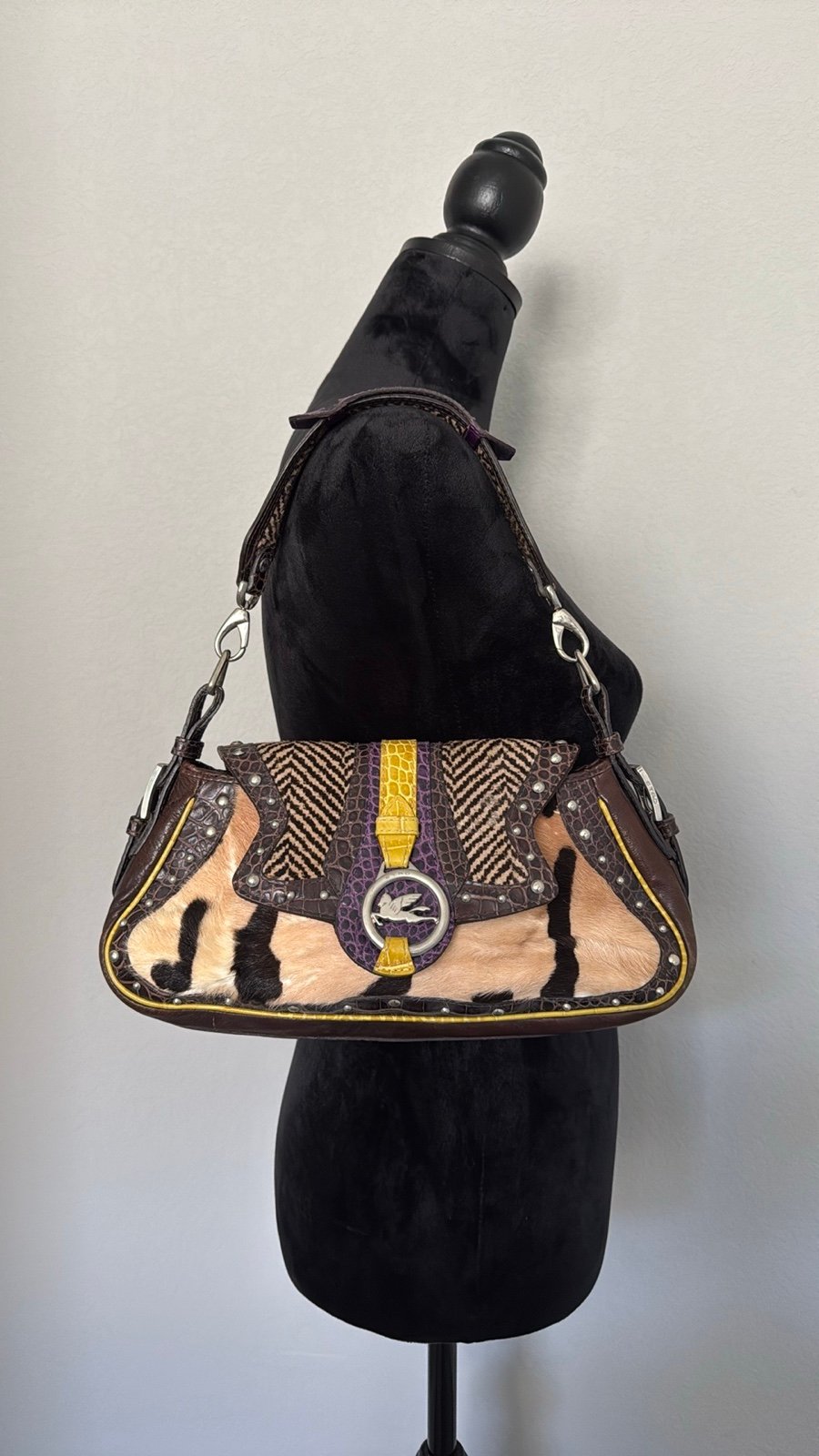 Etro Ponyhair Crocodile Shoulder Bag