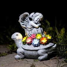 Solar garden statues of turtles and angels-L