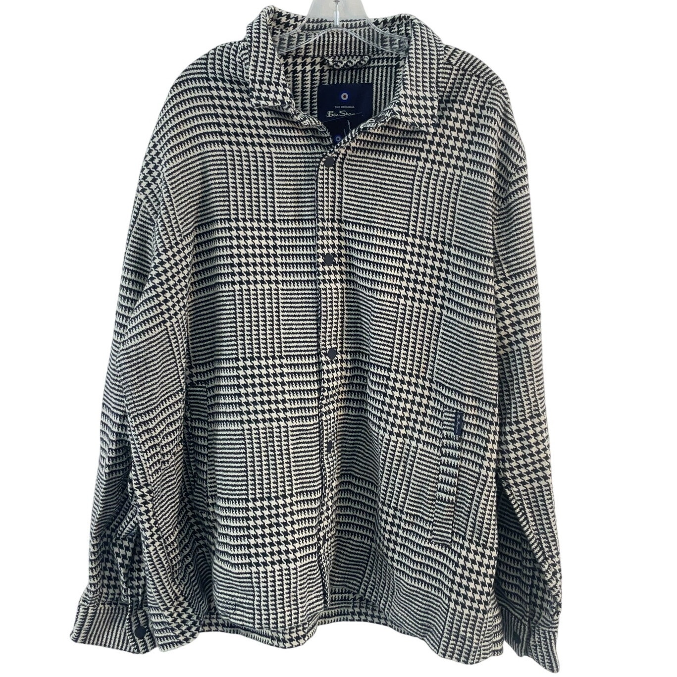 Ben Sherman Navy/Cream Houndstooth Button-Up Shirt Jacket Men’s 2XL NWT