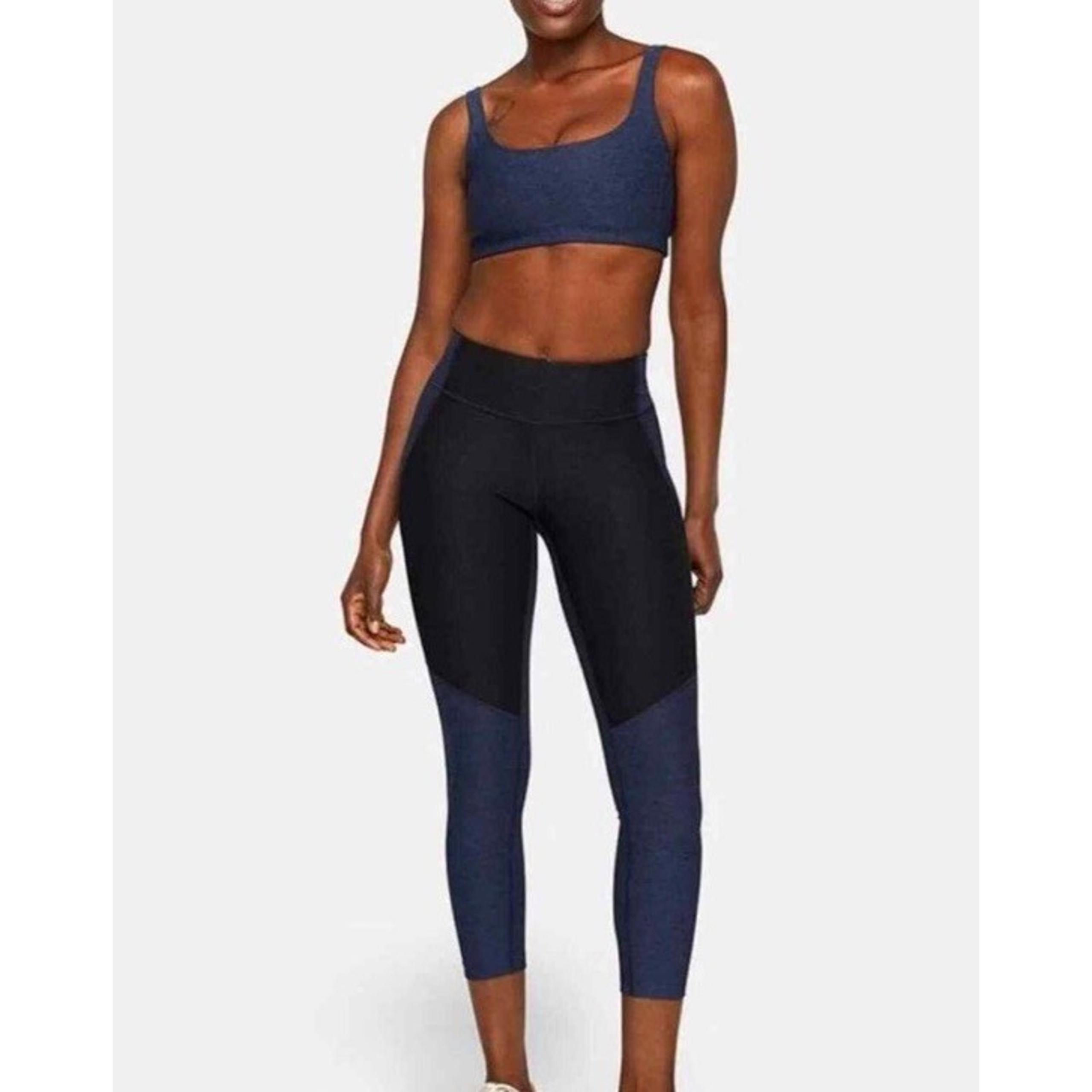 Outdoor Voices 7/8 Warm Up Athletic Leggings Women L Blue Two Toned Workout Gym