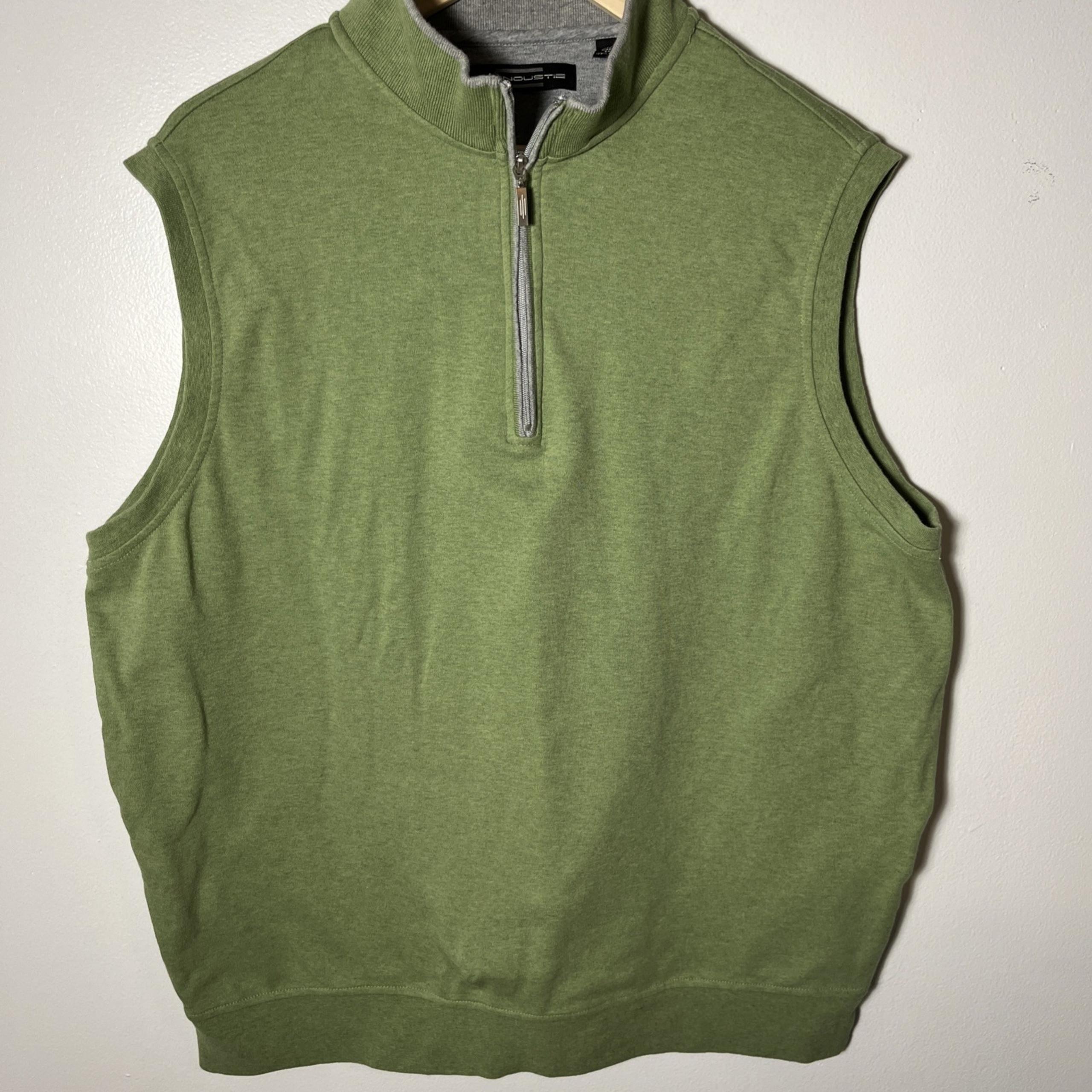 Carnoustie Mens Pullover Golf Sleeveless Vest 1/4 Zip Lined Green Cotton XL