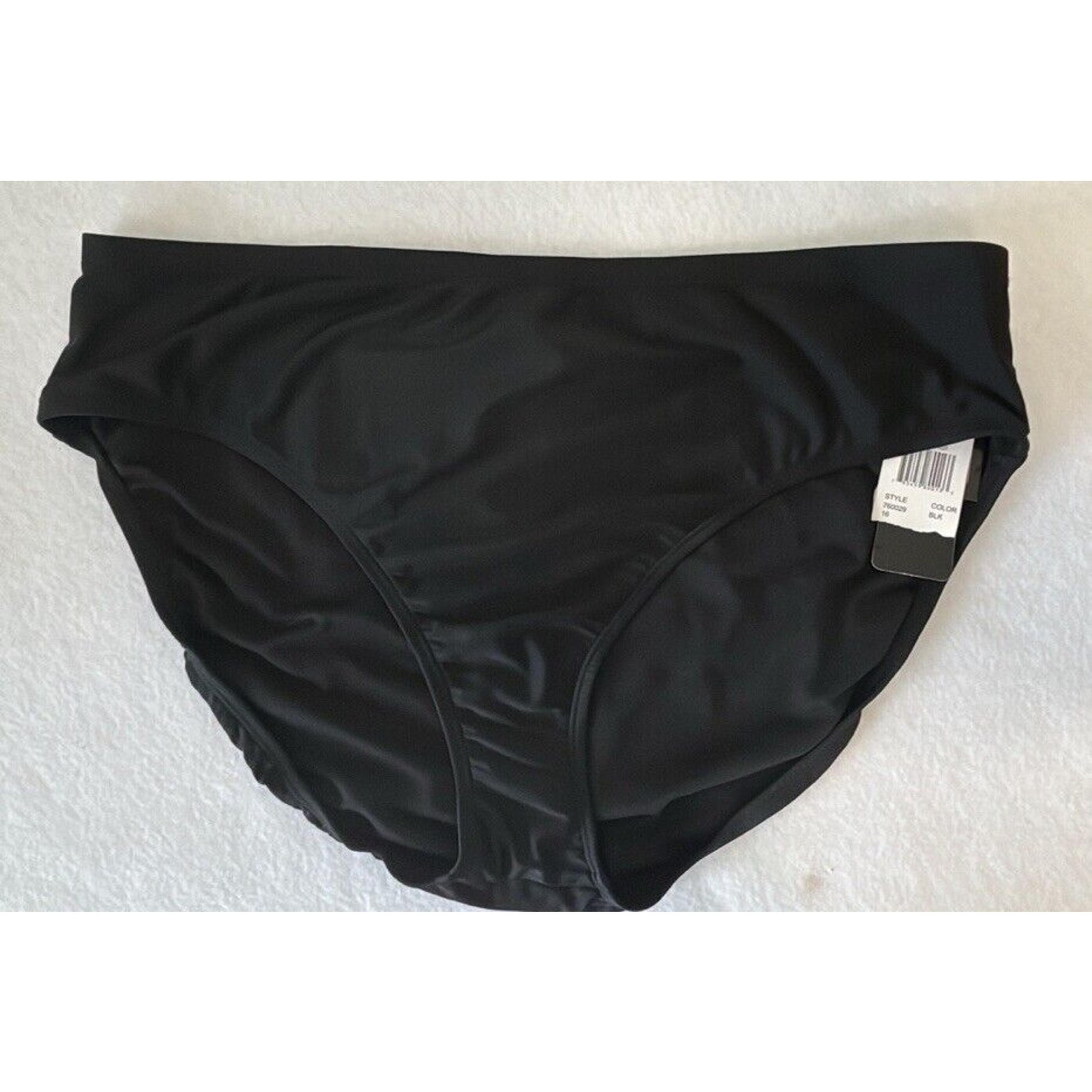ISLAND ESCAPE Swim Bottoms Black Womens Size 16 New With Tags (f1)