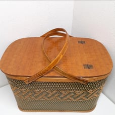 Hawkeye Burlington Woven Picnic Basket Hamper 50's 60s