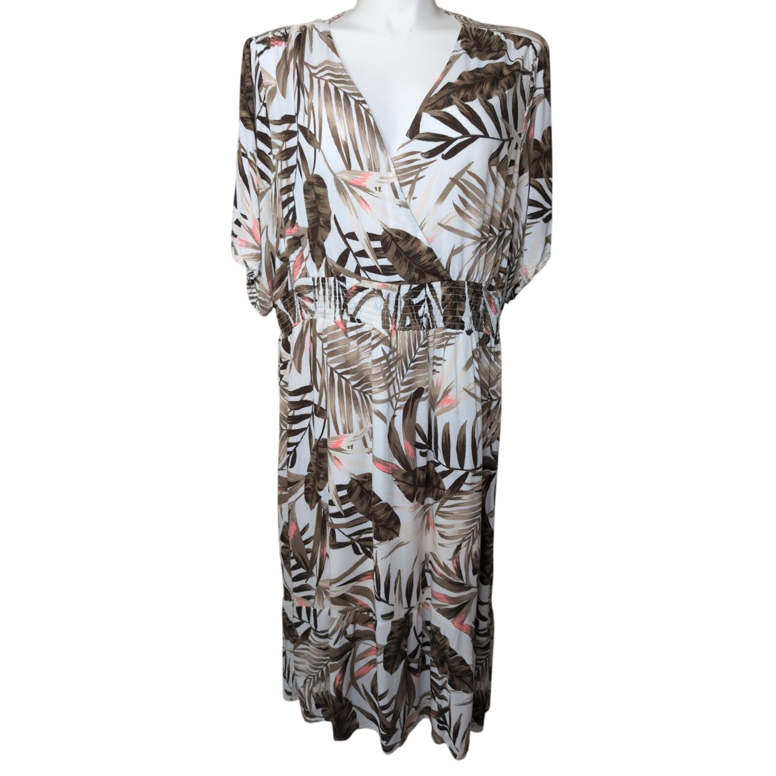Old Navy Palm Print Maxi Dress XXL Boho Tropical Summer Vacation Resort Beach
