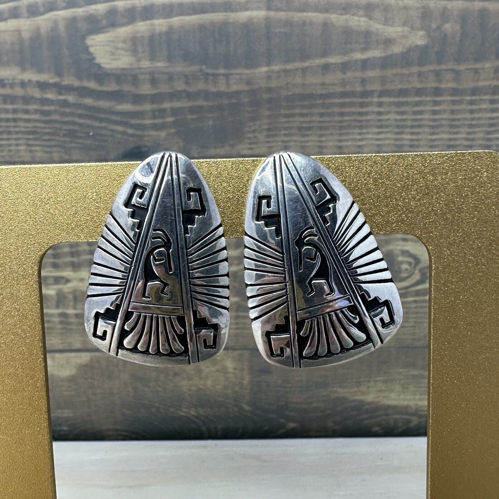 Robert Johnson Navajo Kokopelli Native American Signed Sterling Silver Earrings